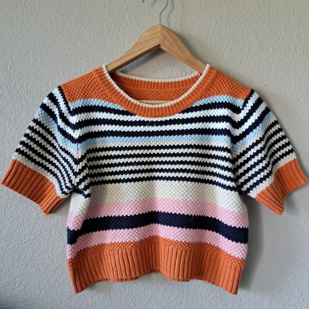 Knit Mix Retro Striped Knit Crop Top in Size Medium